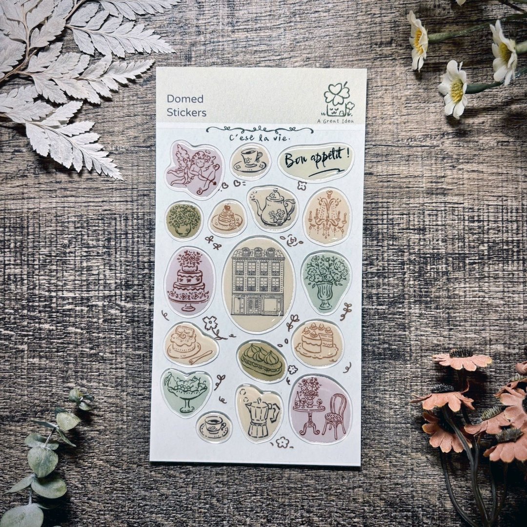 滴胶贴纸。凸凸贴纸 - 甜蜜午后 - 贴纸 - 塑料 多色