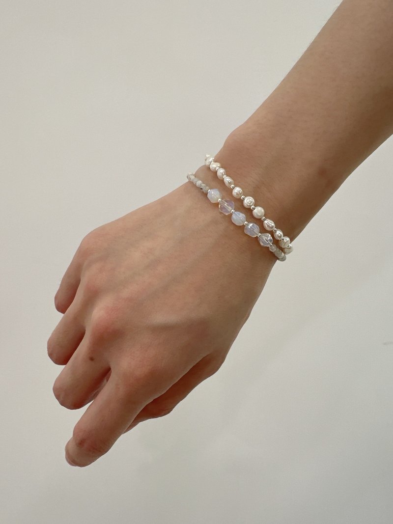 维纳斯的诞生 // 蛋白石拉长石纯银手链 - 手链/手环 - 纯银 银色