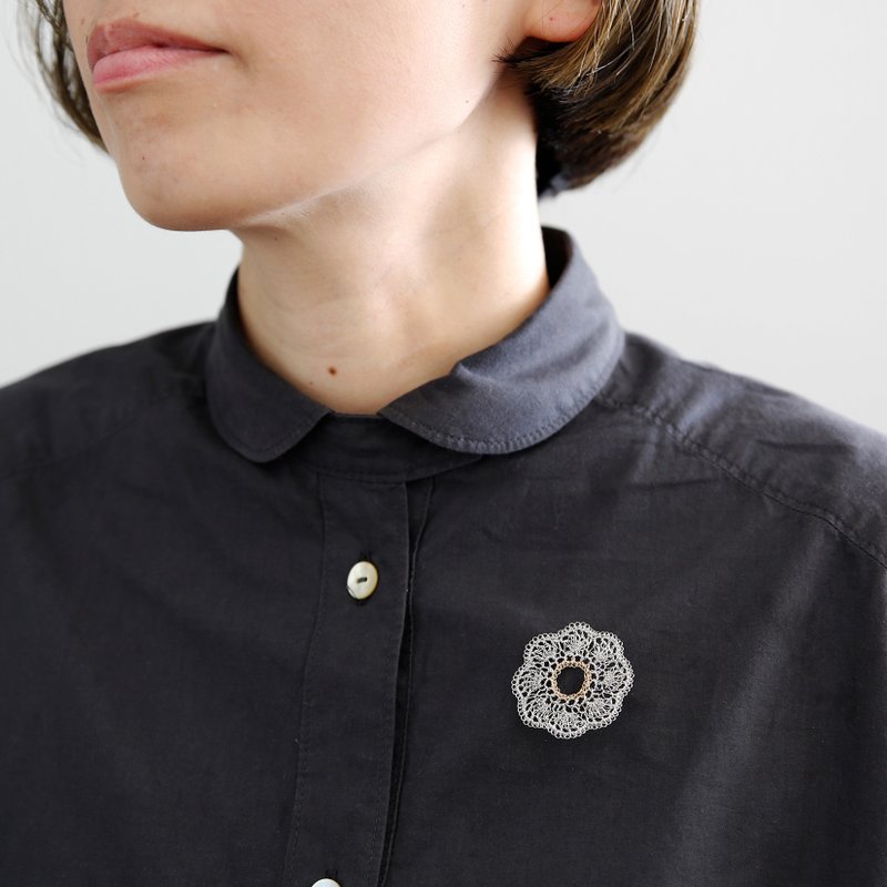 松叶胸针 - 胸针 - 其他金属 银色