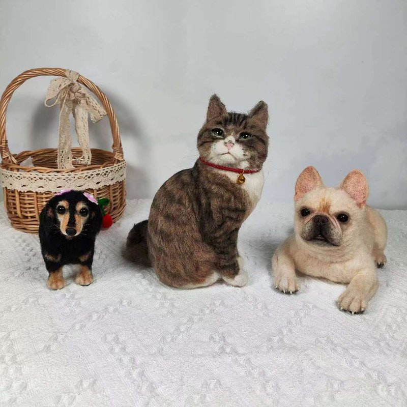 客制化逼真猫 羊毛毡 宠物 娃娃 定制 手工 狗狗猫咪 毛小孩  233 - 玩具 - 羊毛 多色