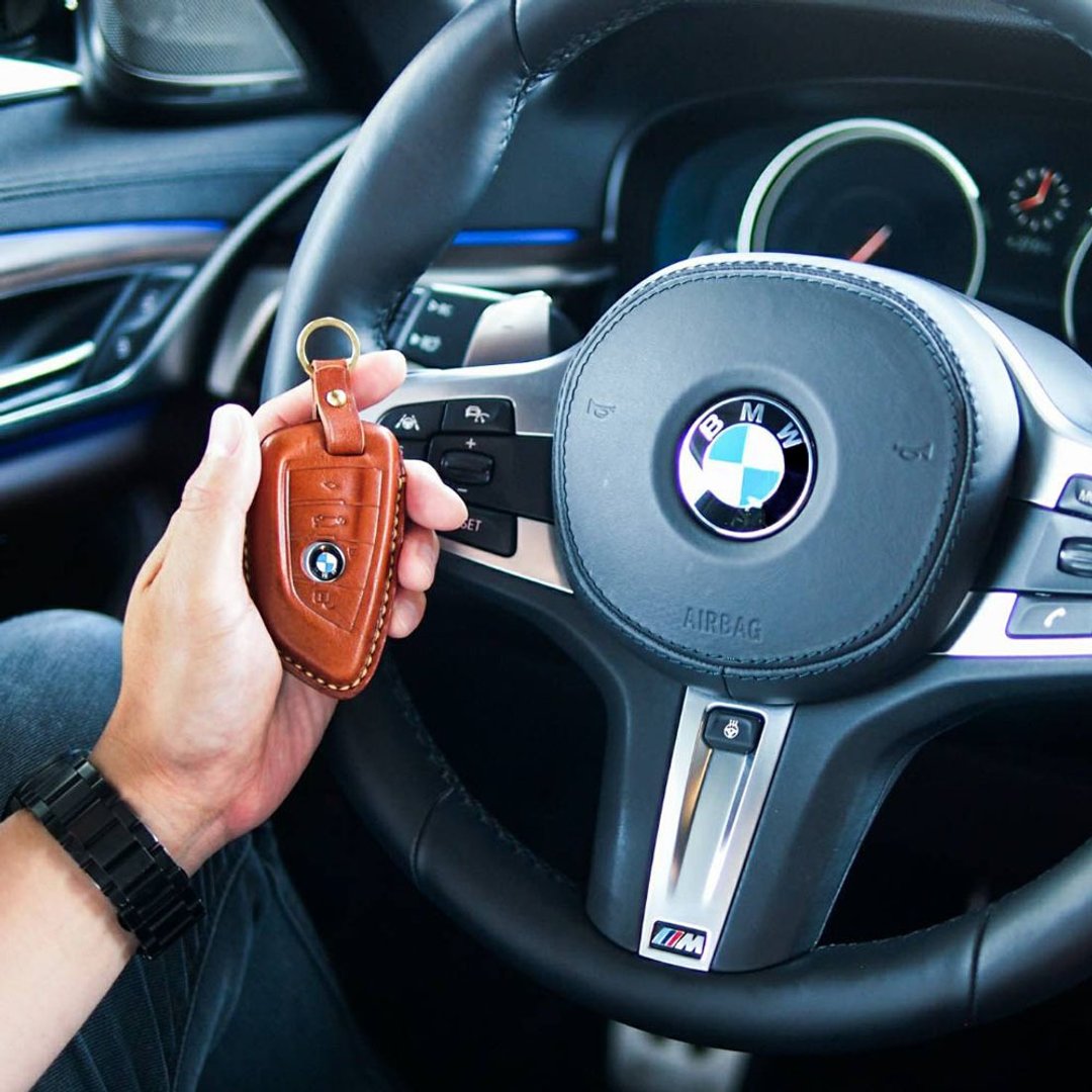 BMW 宝马长版汽车钥匙皮套i1 i3 i4 i5 X1 X3 X5 X7 日本栃木革 - 钥匙链/钥匙包 - 真皮 