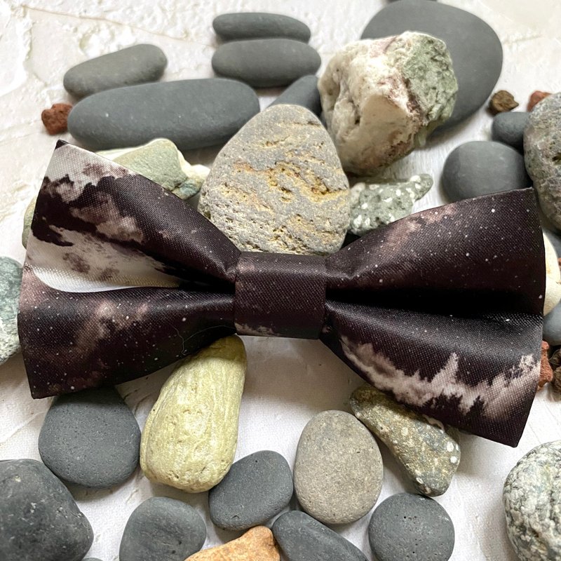 Style 0272 Black -月夜黑色印花 婚礼 主题 面试 生日兄弟领结 - 颈链 - 聚酯纤维 黑色