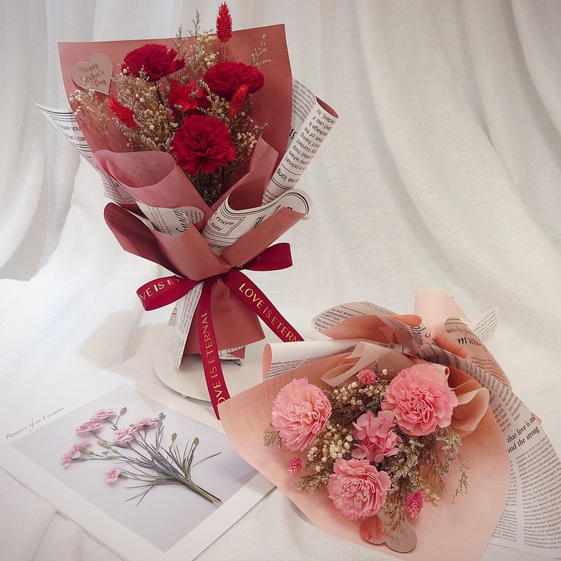 香氛索拉康乃馨love you花束 /母亲节花束/永生花/干燥花束/花束 - 干燥花/捧花 - 植物．花 红色