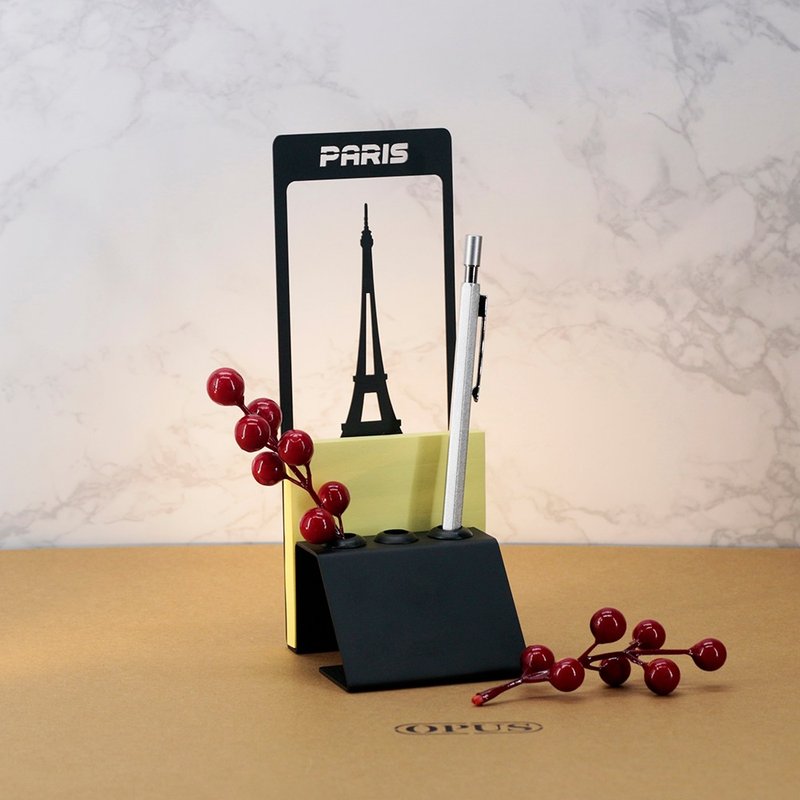 【OPUS东齐金工】巴黎铁塔-便条笔座(黑)/欧式铁艺城市建筑笔架 - 便条纸/标签贴 - 其他金属 黑色