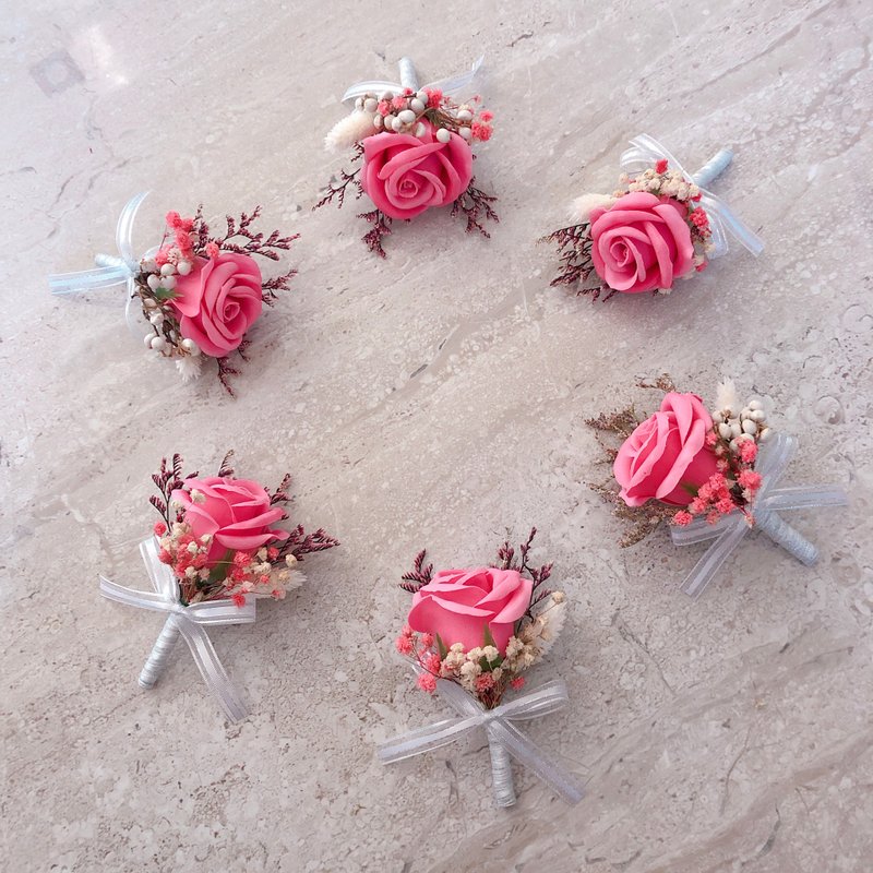 伴娘胸花 永生胸花/香皂胸花/婚礼胸花/活动胸花 - 胸花/手腕花 - 植物．花 粉红色