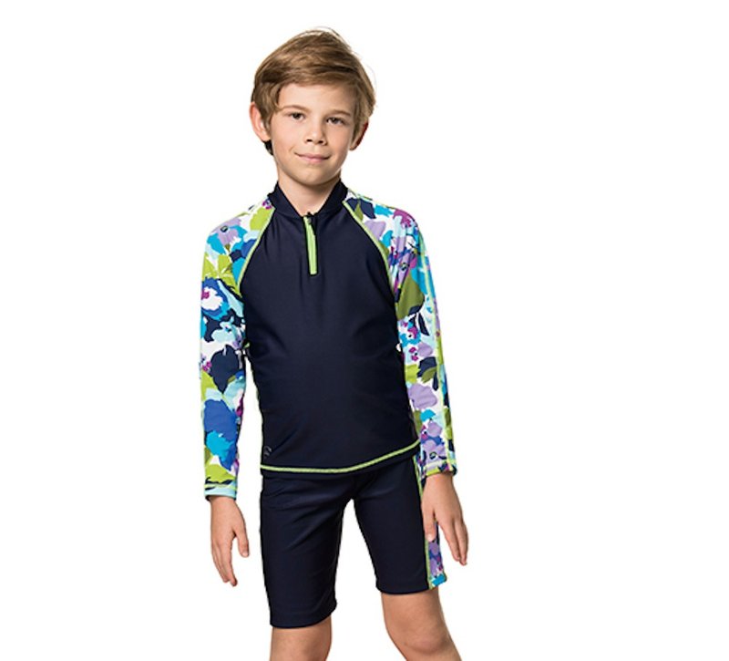 MIT 二件式防晒泳装 男女童皆适穿 - 泳衣/游泳用品 - 尼龙 蓝色