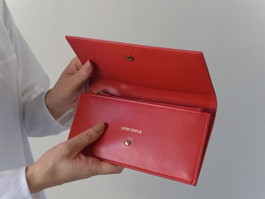 【现货稀少】日本制皮革打造的都会风格长夹 - Long Wallet - RED -   CAREN QUOYLE - 皮夹/钱包 - 真皮 红色