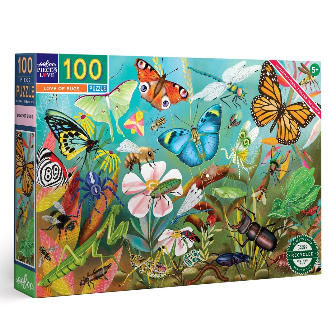 eeBoo 100片拼图 - Love of Bugs 100 Piece Puzzle 昆虫之爱 - 拼图 - 纸 多色