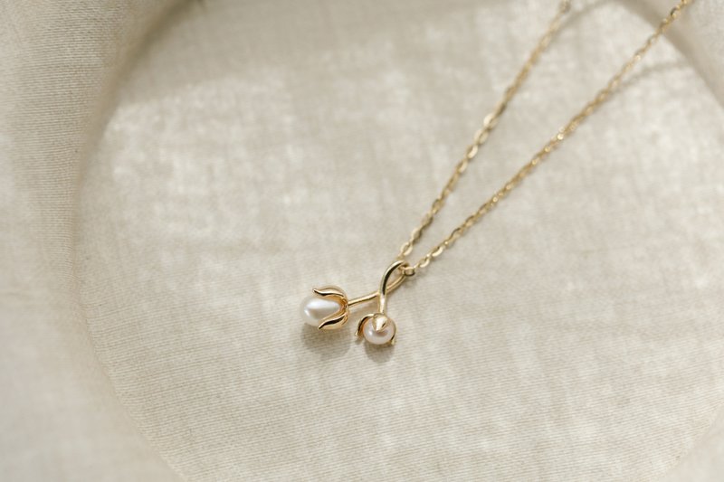 Cora 淡水珍珠果实项链 316L医疗钢18k金 - 项链 - 不锈钢 金色