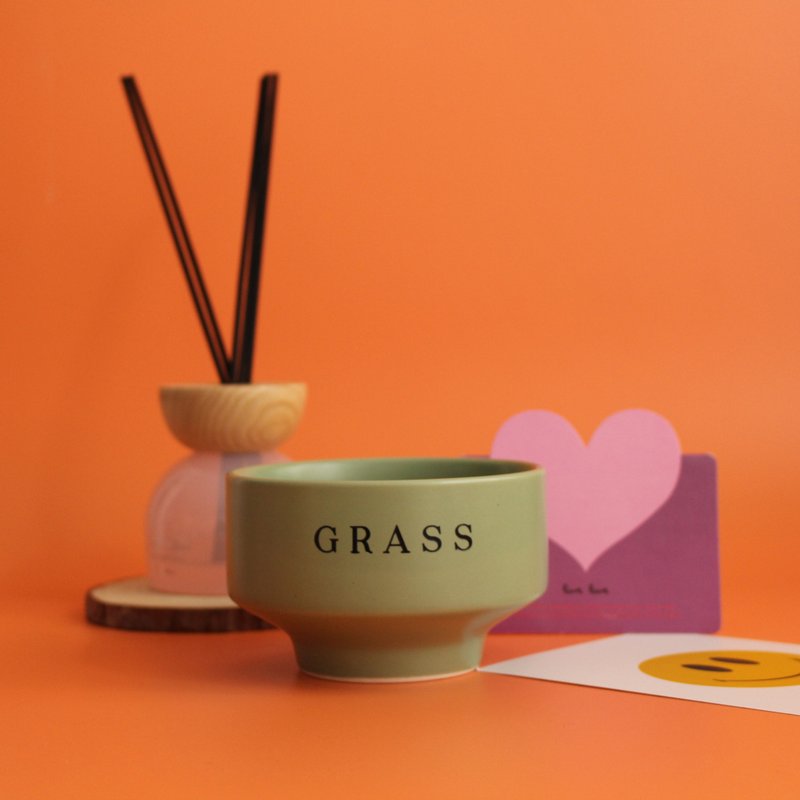 【北欧简约字母系列】哑面陶瓷高脚碗 简约汤碗 可爱礼物 - 碗 - 陶 多色