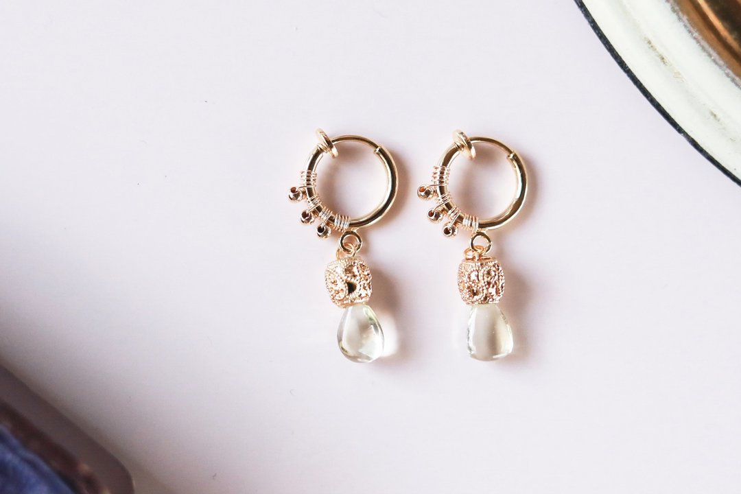 Earrings & Clip-On colore Lemon Quartz - 耳环/耳夹 - 半宝石 黄色