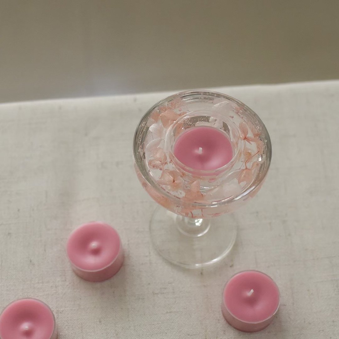 /高脚杯果冻烛台/香氛 蜡烛 仪式感 情人节 花 干燥花 七夕 生日 - 蜡烛/烛台 - 玻璃 多色