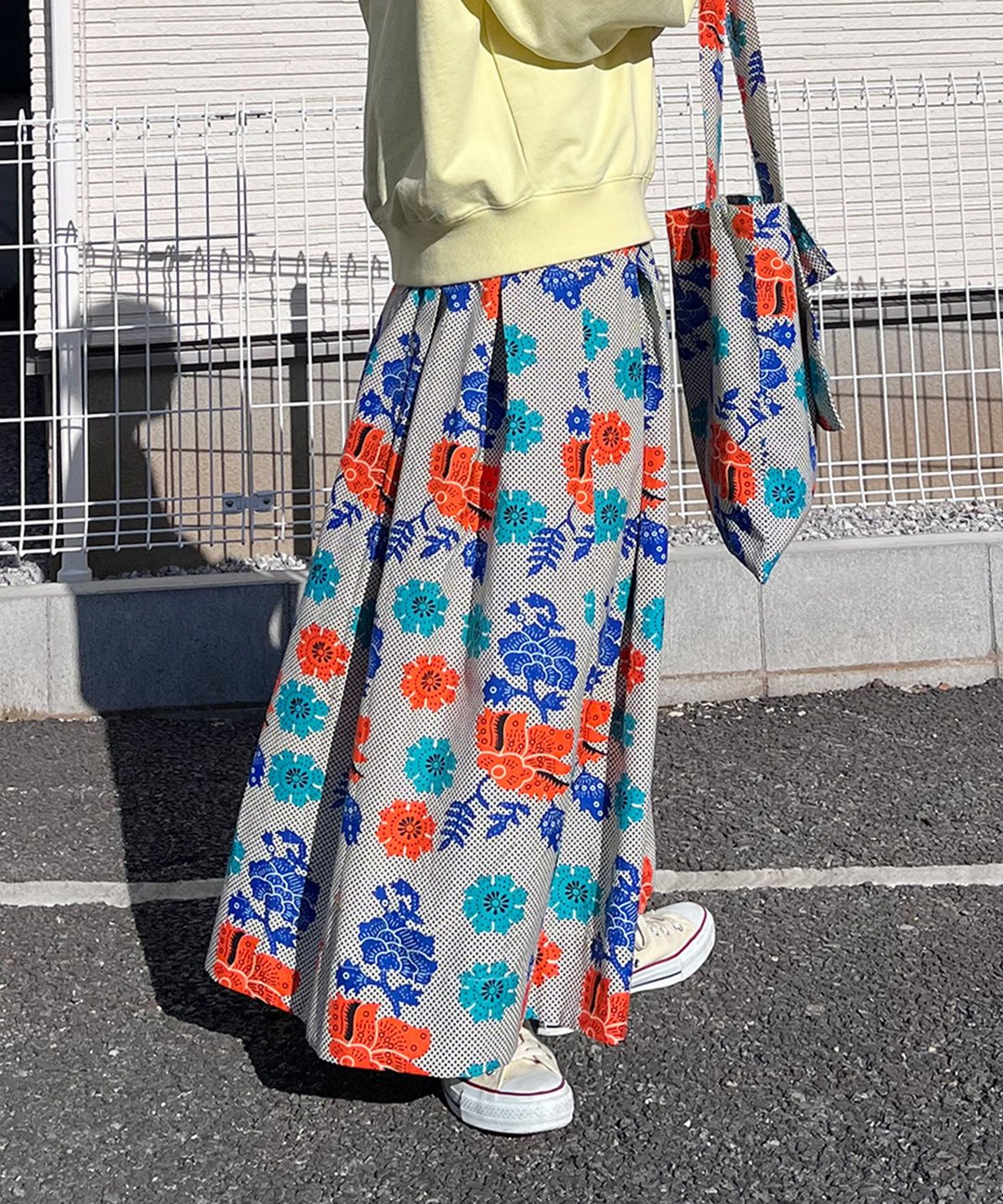 AFRICAN TUCK  FLARE SKIRT - 裙子 - 聚酯纤维 黄色