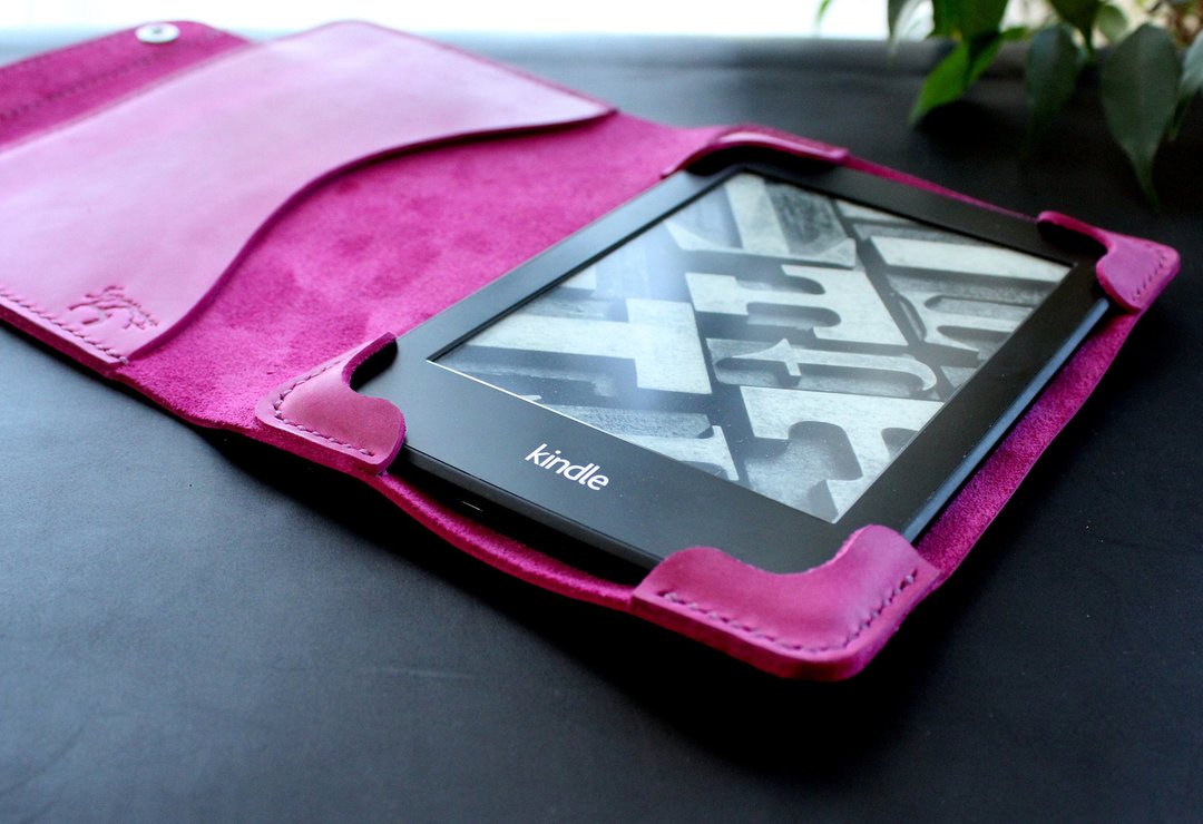 Kindle Paperwhite 12 2024 皮套 紫红色 Kindle 保护壳 电子阅读器保护套 - 平板/电脑保护壳 - 真皮 粉红色