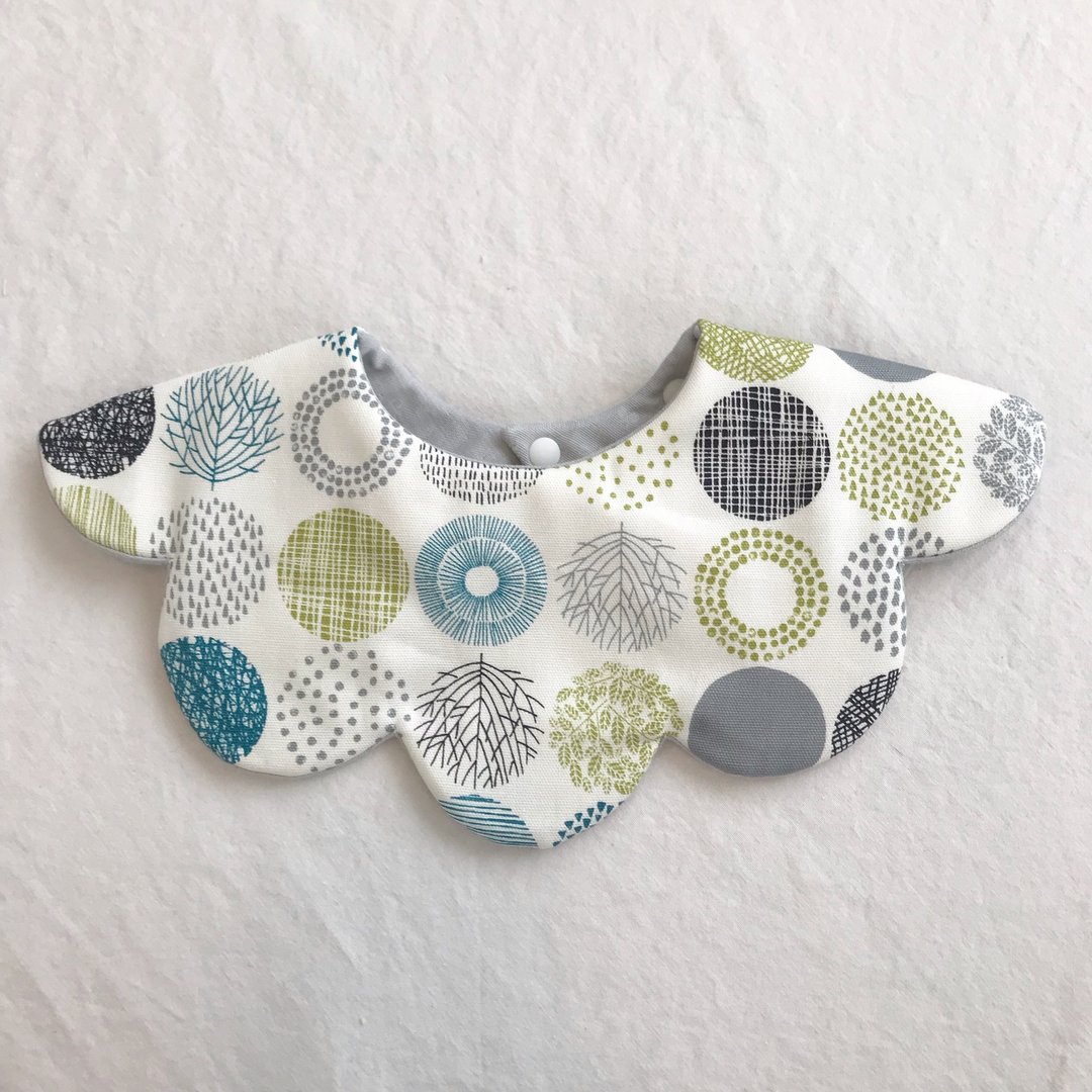 Mokumoku style / bib (circle-blue) - 围嘴/口水巾 - 棉．麻 蓝色