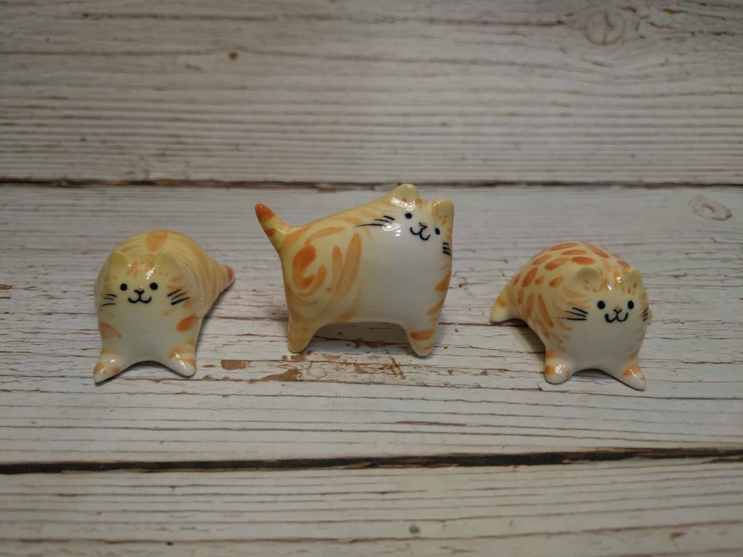 小品猫咪-橘猫-中型 - 玩偶/公仔 - 陶 橘色