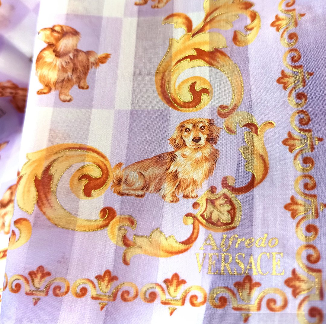 Alfredo Versace 复古手帕 可爱长毛腊肠犬 19 x 18.5 英寸 - 手帕/方巾 - 棉 紫色