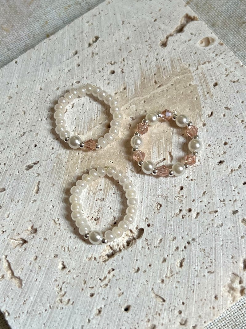 Basic Rings Set 2.0丨基础款手工串珠戒指套装 - 两色 - 戒指 - 珍珠 