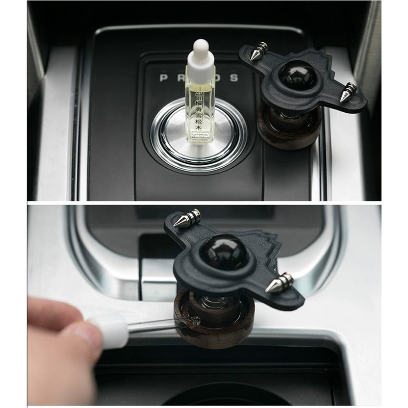 星际飞船汽车内饰摆件手工真皮车载香薰黑胡桃木扩香车内礼物 - 香薰/精油/线香 - 真皮 