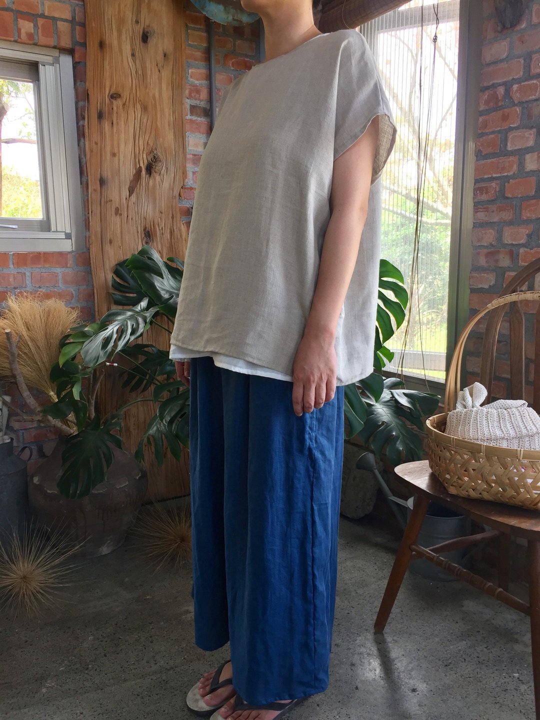 天然手作雨露麻宽版上衣罩衫 - 女装上衣 - 棉 金色