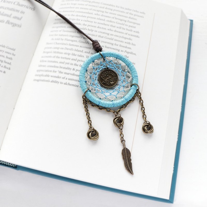 星座守护丨水瓶座 手工编织 情人礼物 设计 捕梦网项链 长项链 - 项链 - 其他材质 蓝色