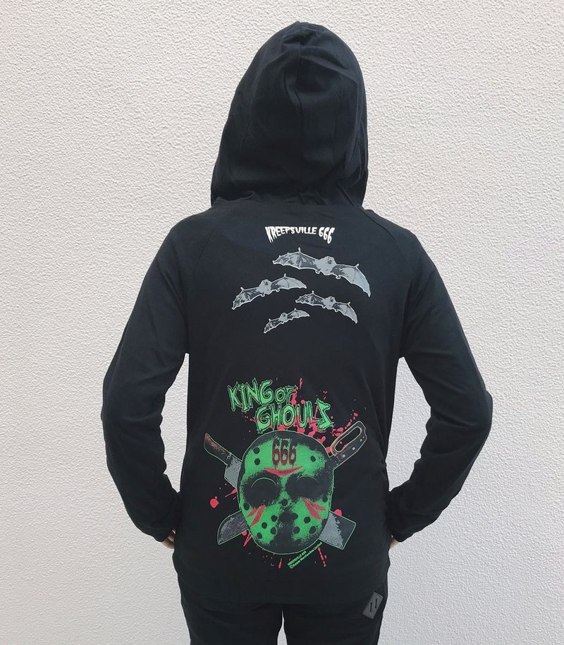 GHOULS 双面连帽外套 / 黑色 / S 尺寸 / kreepsville666 / ka025-24-bk_grn - 女装上衣 - 聚酯纤维 黑色