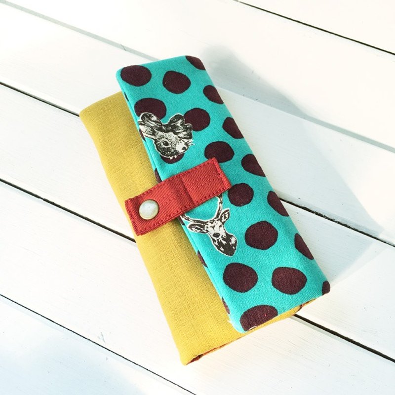 多功能长夹 (日和) 日布 接单生产* - 手拿包 - 棉．麻 绿色