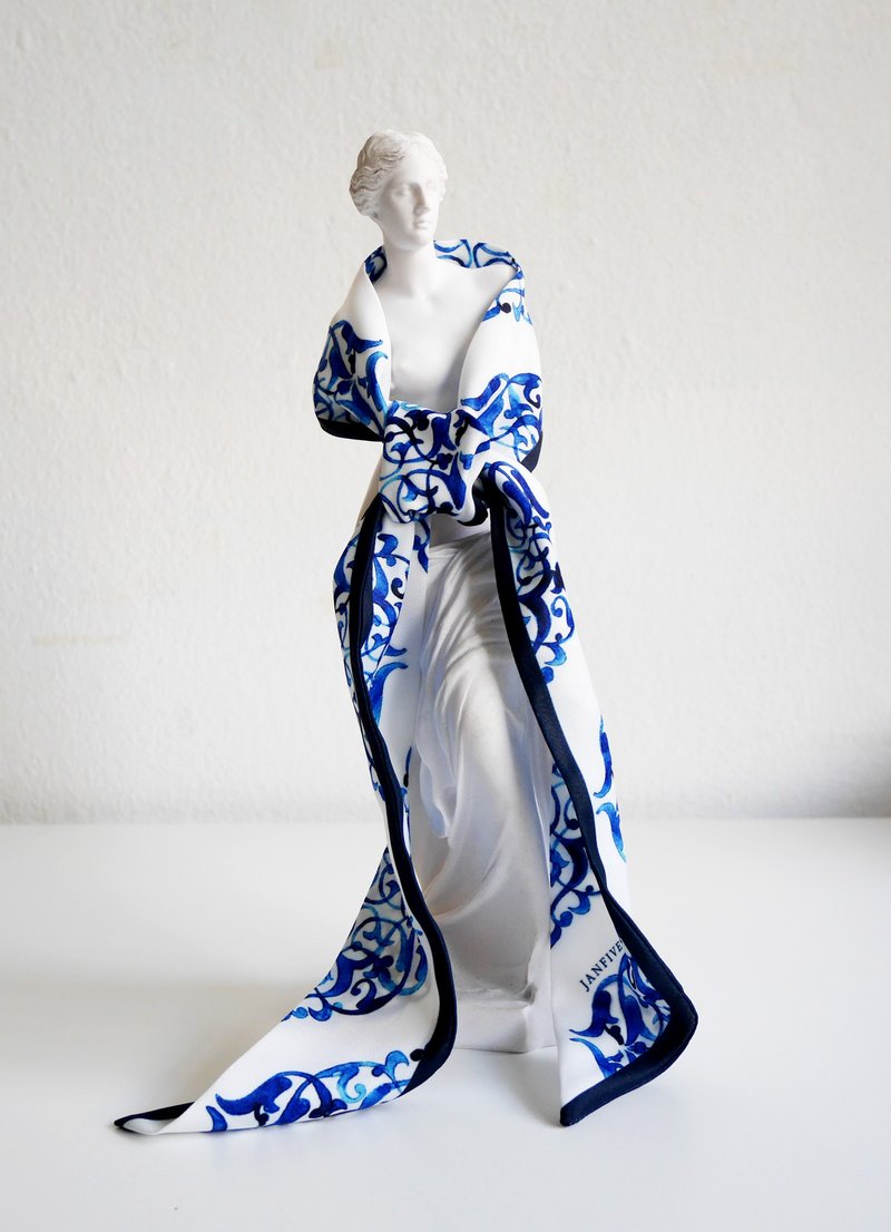 Bow knot 5×90 cm. Mosaique - 丝巾 - 聚酯纤维 蓝色