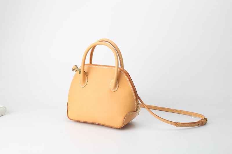 【客订版】贝壳包纯手工真皮手提包 栗木黄 - 手提包/手提袋 - 真皮 黄色