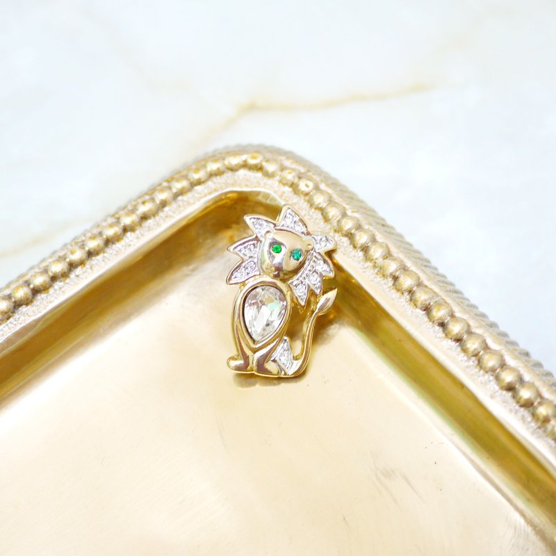 【福利品】古董异域绿眼小狮胸针 - 胸针 - 其他金属 绿色