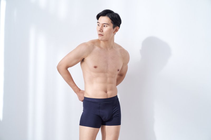 男性中腰四角有机棉超弹性内裤 - 男士内衣裤 - 棉．麻 蓝色