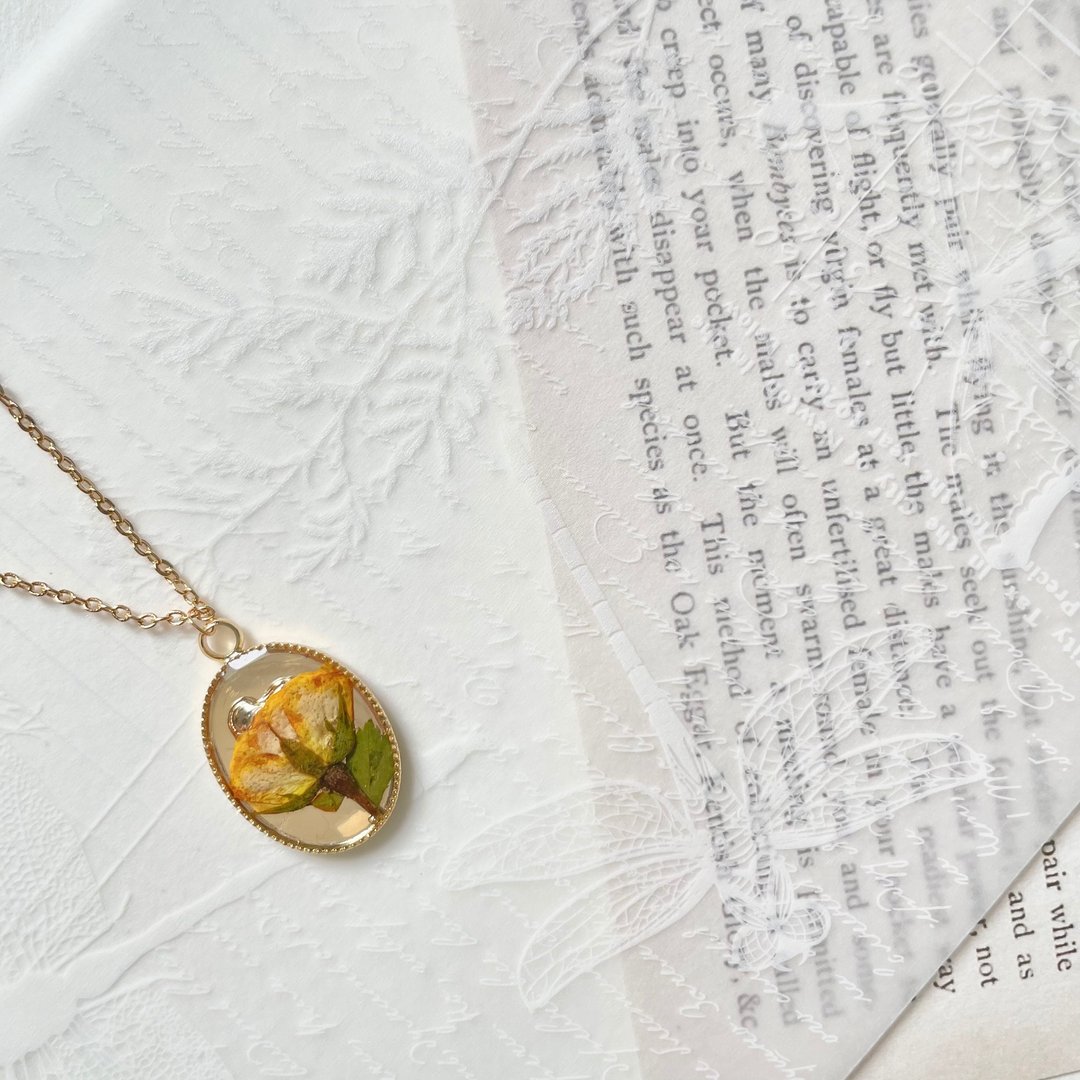 Necklace 14k Gold yellow rose flower Risin 14k gold plated necklace mini rose pendant - 项链 - 植物．花 