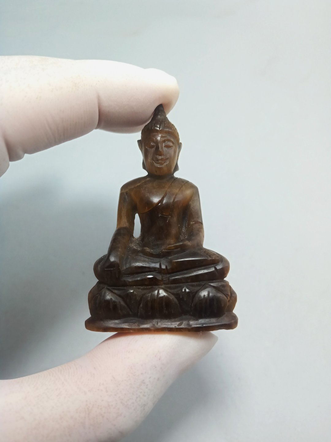 57 毫米手工雕刻虎眼石佛像 100% 正品天然石材 - 其他 - 石头 