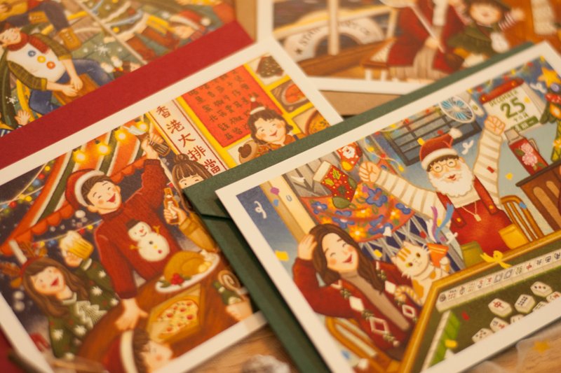 原创香港圣诞卡-全套5款 - 卡片/明信片 - 纸 红色
