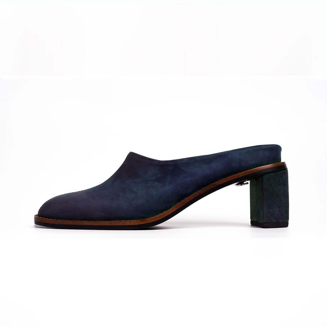 NOUR 5.5 Hertz Mule - Prussian Blue 普鲁士蓝 - 高跟鞋 - 真皮 蓝色