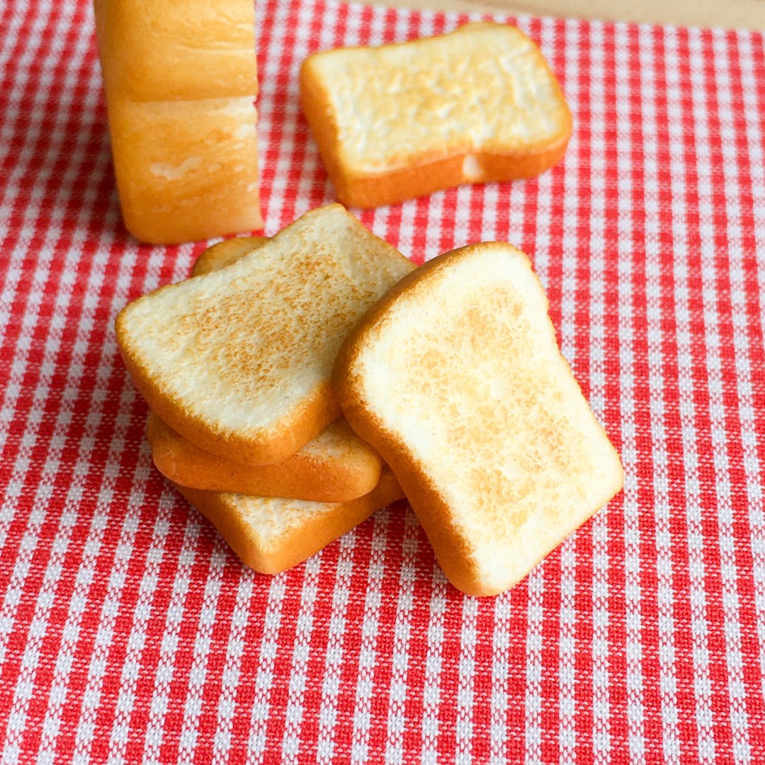 土司 烤土司 山型土司 耳环 单支 单耳价  甜点饰品 toast - 耳环/耳夹 - 粘土 橘色