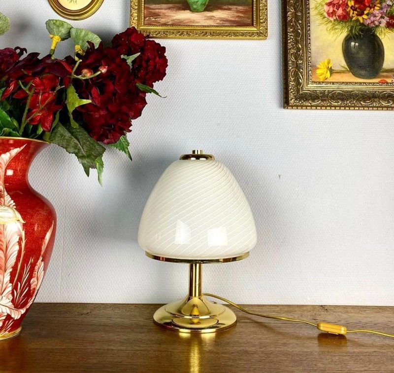 复古乳白色台灯|蛋白石玻璃照明|优雅的台灯| - 灯具/灯饰 - 玻璃 白色