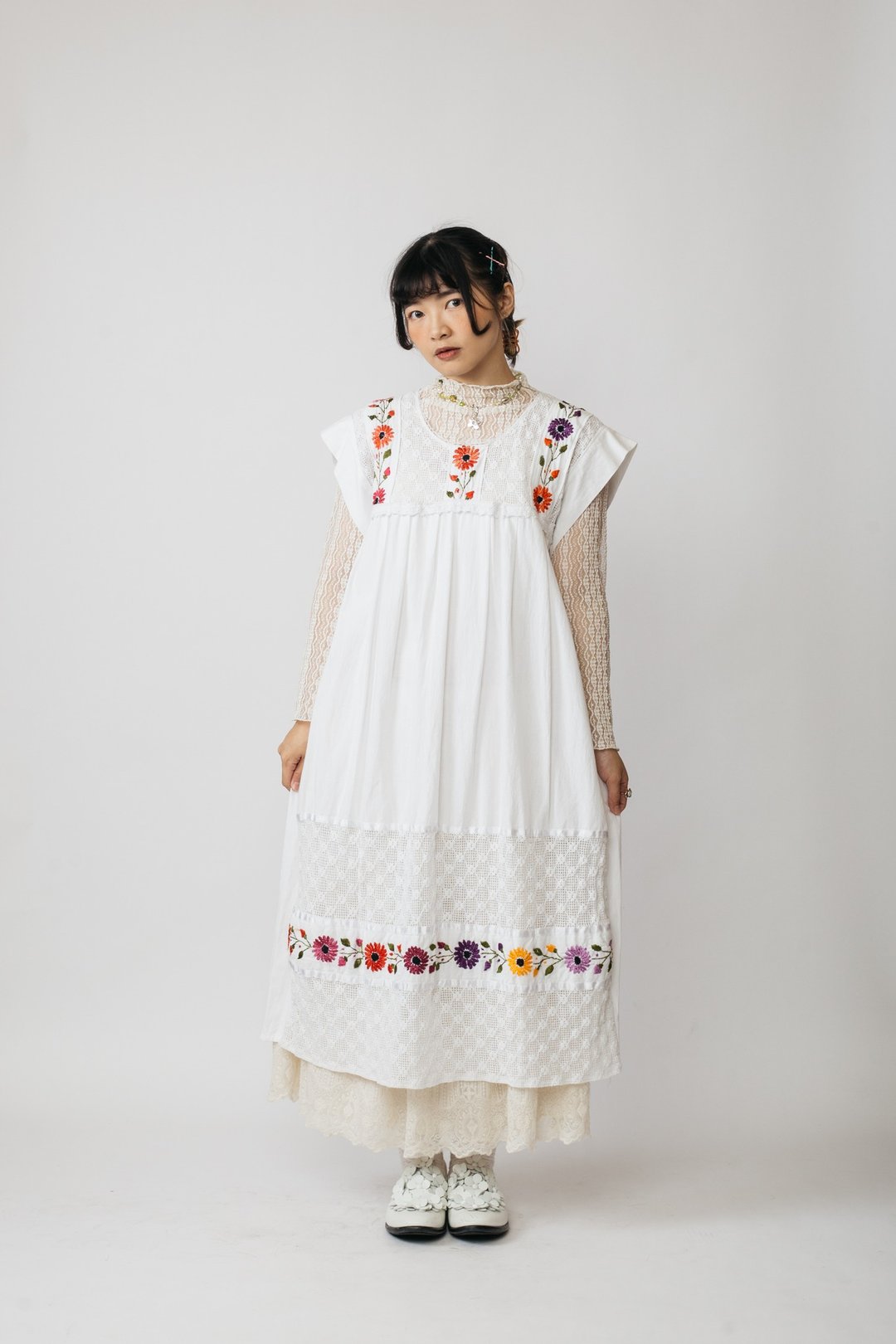 墨西哥刺绣洋装.Mexican Folk Dress【初恋贩卖所】Vintage.B722 - 洋装/连衣裙 - 棉．麻 