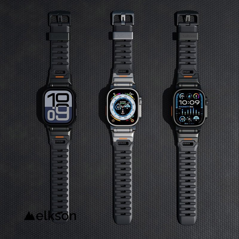 Elkson Apple Watch Fusion刚柔系列不锈钢矽胶透气表带44-49mm - 表带 - 不锈钢 