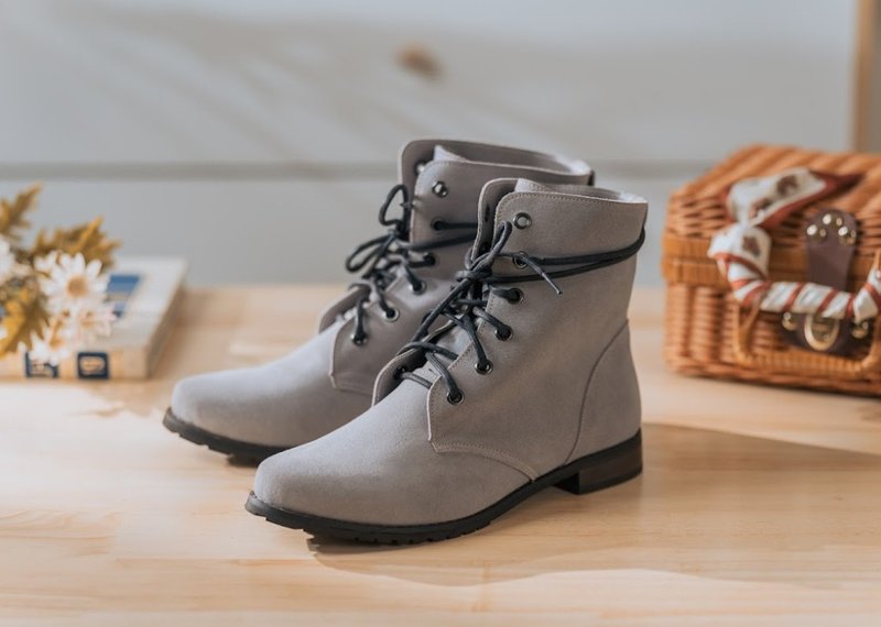 【哥多华】防泼水两穿绑带靴_蓝灰 | MIT 晴雨两用 - 雨鞋/雨靴 - 真皮 