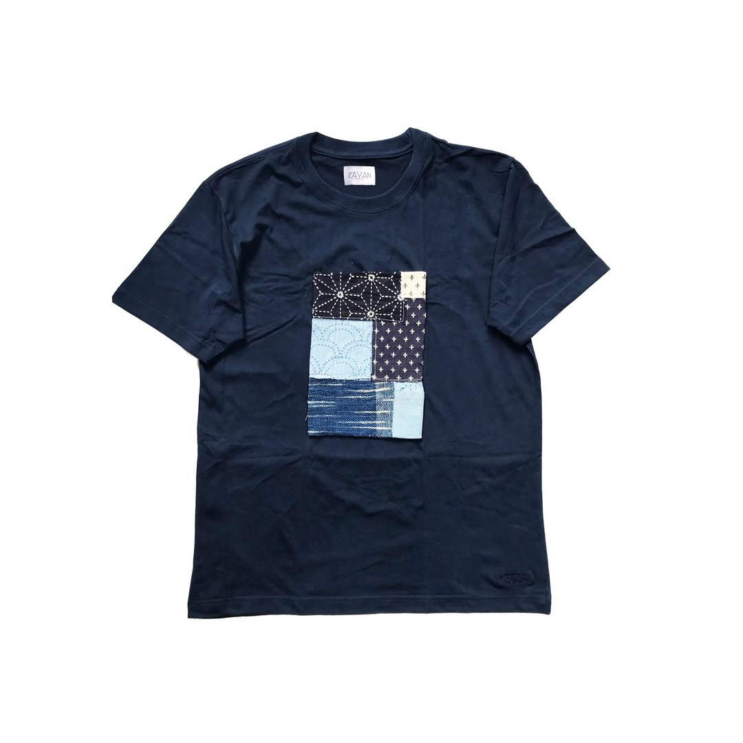 ZAYAN BORO  T - SHIRT (NAVY) - 男装上衣/T 恤 - 棉．麻 