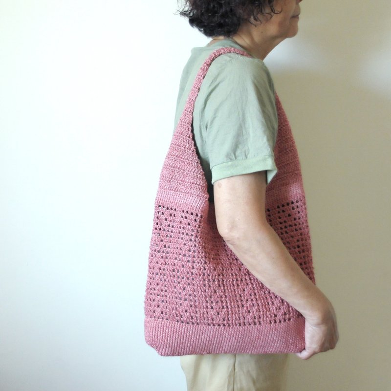 樱花波波侧背亚麻绳编织包/亚麻绳编织编织/侧背 - 侧背包/斜挎包 - 棉．麻 粉红色