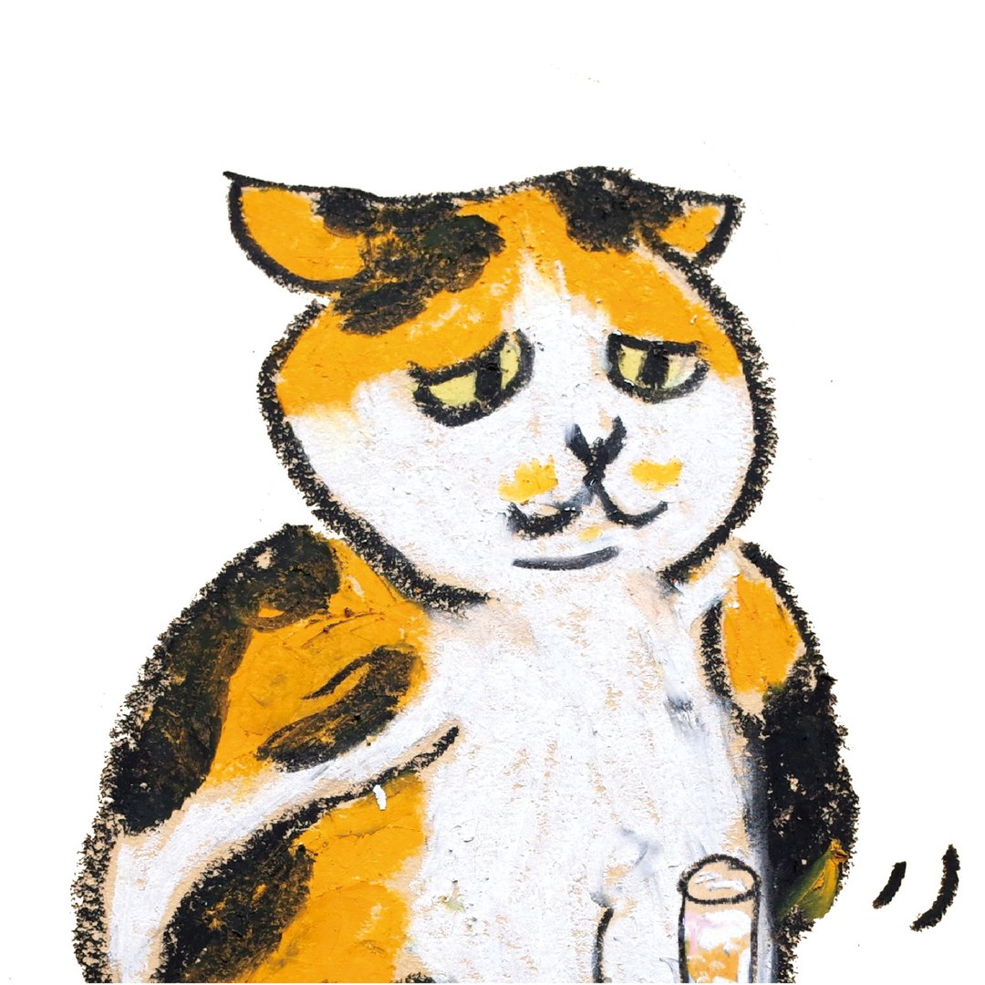 醉猫透明贴_抓屁屁三花 - 贴纸 - 防水材质 
