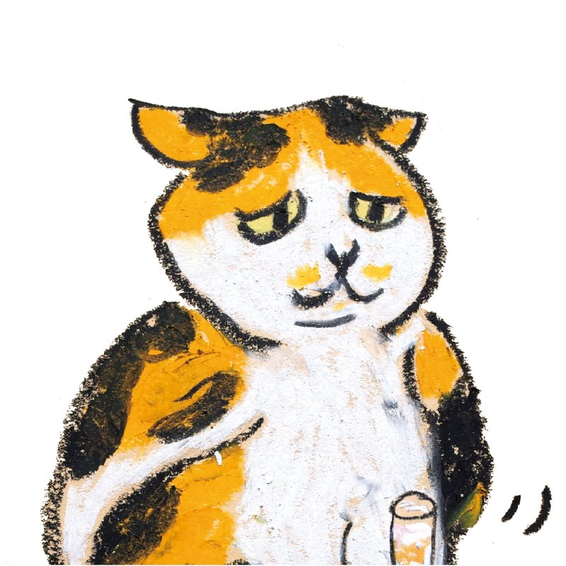 醉猫透明贴_抓屁屁三花 - 贴纸 - 防水材质 