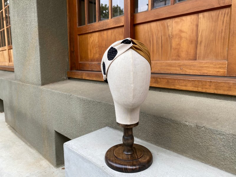 双拼发带 / 黑头粉刺 - 土黄 - 发带/发箍 - 棉．麻 黄色