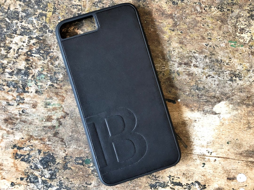 头文字 皮革手机殻 材料包 iPhone17 Plus Xs Max XR 意大利 植鞣 - 皮件 - 真皮 黑色