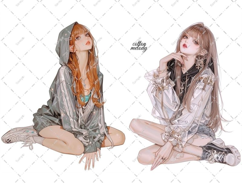 original sticker no.6340 人物贴纸 原创贴纸 女孩贴纸 原创人物贴纸 - 贴纸 - 纸 