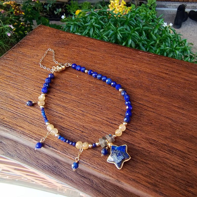 |14kgf轻珠宝|天然青金石星星磁扣手链 - 手链/手环 - 宝石 多色