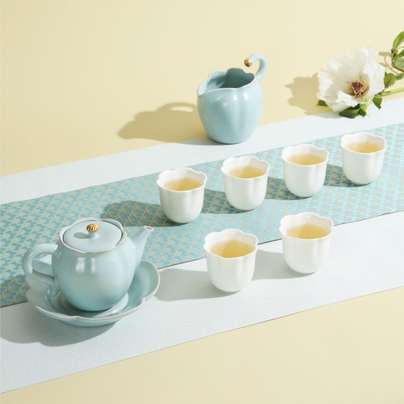 陆宝 吉相伴茶组 天青色 1壶1海6杯+壶承 茶具组 - 茶具/茶杯 - 陶 