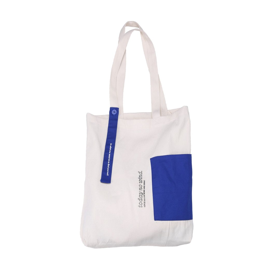 tote bag 经典款托特帆布包 全棉单肩帆布袋 贴布口袋 - 手提包/手提袋 - 棉 